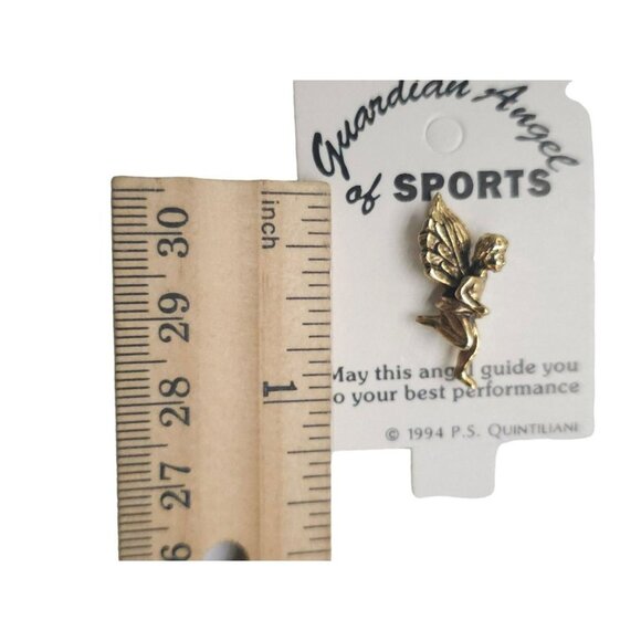 Guardian Angel of Running Track Lapel Brooch Pin Gold Tone Vintage 1994 NOS - Picture 4 of 4